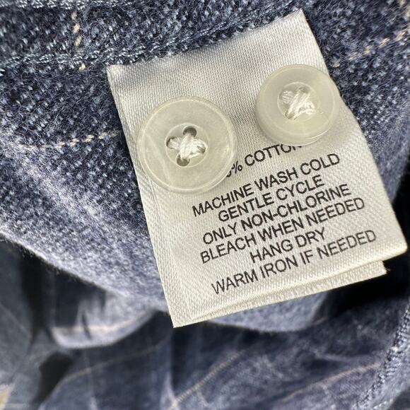 UNTUCKit Mens Button Up Shirt 3XL Gray Blue Windowpane Plaid 100% Cotton Flannel - Picture 7 of 7